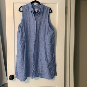 Sigrid Olsen Plus Size Blue Linen Dress 1X